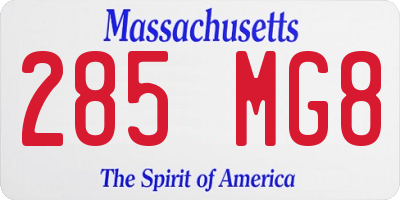 MA license plate 285MG8