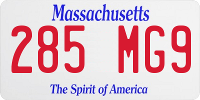 MA license plate 285MG9