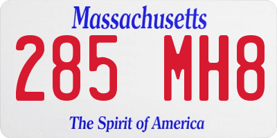MA license plate 285MH8
