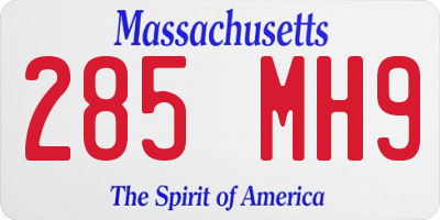 MA license plate 285MH9