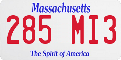MA license plate 285MI3