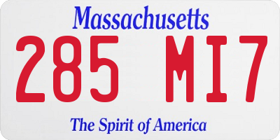 MA license plate 285MI7