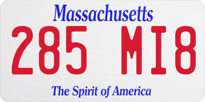 MA license plate 285MI8