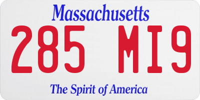 MA license plate 285MI9