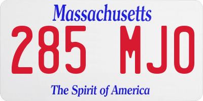 MA license plate 285MJ0