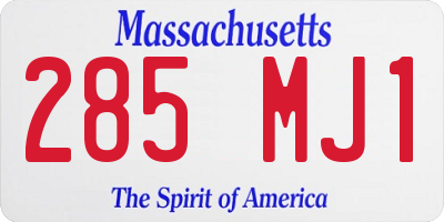 MA license plate 285MJ1