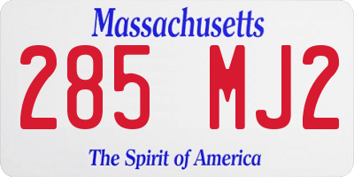 MA license plate 285MJ2
