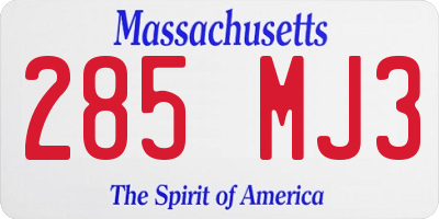 MA license plate 285MJ3