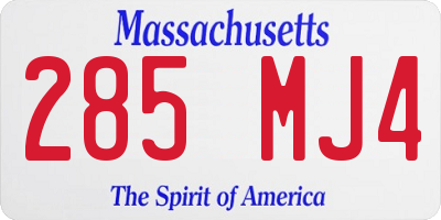 MA license plate 285MJ4
