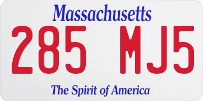 MA license plate 285MJ5