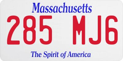 MA license plate 285MJ6