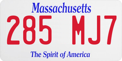 MA license plate 285MJ7