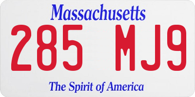 MA license plate 285MJ9