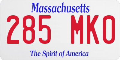 MA license plate 285MK0