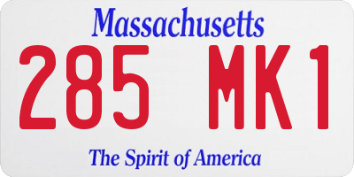 MA license plate 285MK1