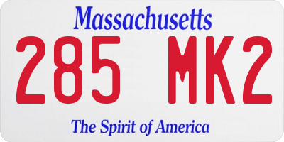 MA license plate 285MK2