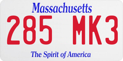 MA license plate 285MK3