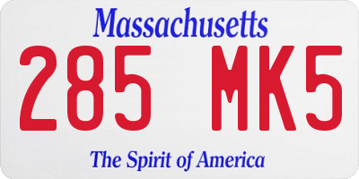 MA license plate 285MK5