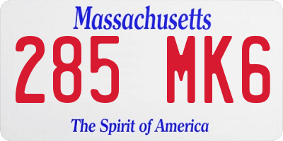 MA license plate 285MK6