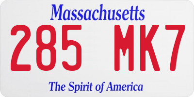 MA license plate 285MK7