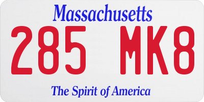 MA license plate 285MK8