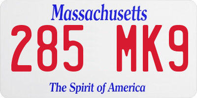 MA license plate 285MK9