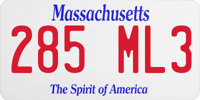 MA license plate 285ML3