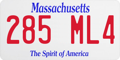 MA license plate 285ML4