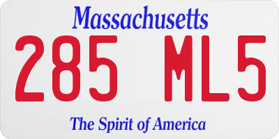 MA license plate 285ML5