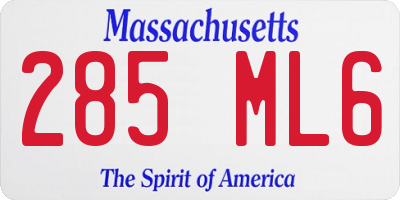 MA license plate 285ML6