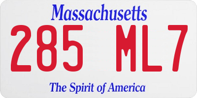 MA license plate 285ML7