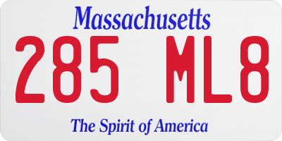 MA license plate 285ML8
