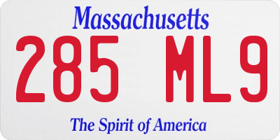MA license plate 285ML9