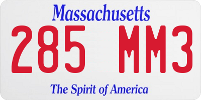 MA license plate 285MM3