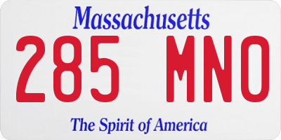 MA license plate 285MN0