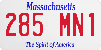 MA license plate 285MN1