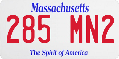 MA license plate 285MN2