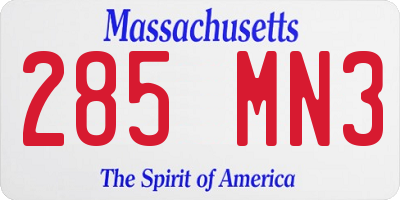 MA license plate 285MN3