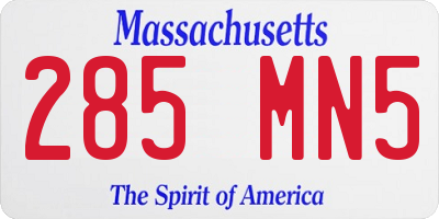 MA license plate 285MN5