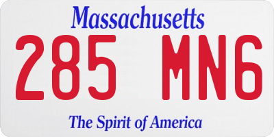 MA license plate 285MN6