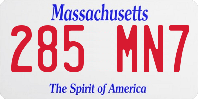 MA license plate 285MN7