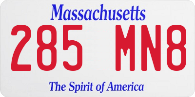 MA license plate 285MN8