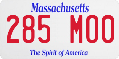 MA license plate 285MO0