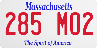 MA license plate 285MO2