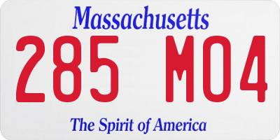 MA license plate 285MO4