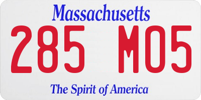 MA license plate 285MO5