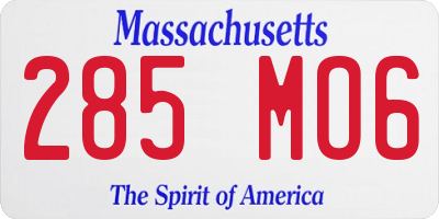 MA license plate 285MO6