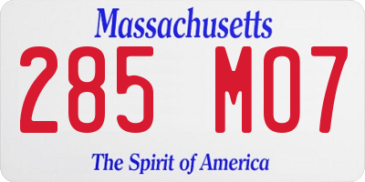 MA license plate 285MO7