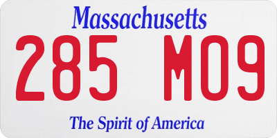 MA license plate 285MO9