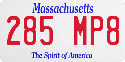 MA license plate 285MP8
